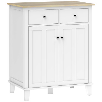 Buffet 2 portes avec tiroirs FREAMUNDE blanc et aspect bois clair