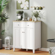 Buffet 2 portes avec tiroirs FREAMUNDE blanc et aspect bois clair