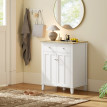Buffet 2 portes avec tiroirs FREAMUNDE blanc et aspect bois clair