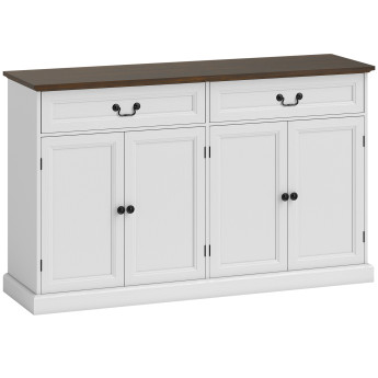Buffet classique FANDO blanc et aspect bois noyer
