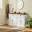 Buffet classique FANDO blanc et aspect bois noyer