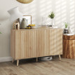 Buffet design 4 portes effet cannelé GONDOMAR effet bois clair naturel