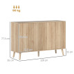 Buffet design 4 portes effet cannelé GONDOMAR effet bois clair naturel
