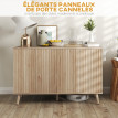 Buffet design 4 portes effet cannelé GONDOMAR effet bois clair naturel