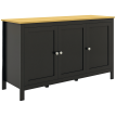 Buffet bas classique chic 3 portes HORTA aspect bois clair et noir