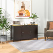 Buffet bas classique chic 3 portes HORTA aspect bois clair et noir