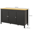 Buffet bas classique chic 3 portes HORTA aspect bois clair et noir