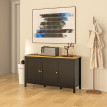 Buffet bas classique chic 3 portes HORTA aspect bois clair et noir