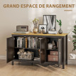 Buffet bas classique chic 3 portes HORTA aspect bois clair et noir