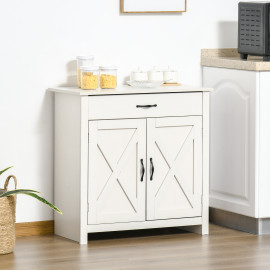 Buffet rural chic avec tiroir et placard LAGAO aspect bois blanc