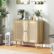 Buffet design cannage 2 portes LAMEBO aspect bois naturel