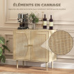 Buffet design cannage 2 portes LAMEBO aspect bois naturel