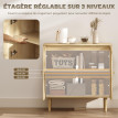 Buffet design cannage 2 portes LAMEBO aspect bois naturel