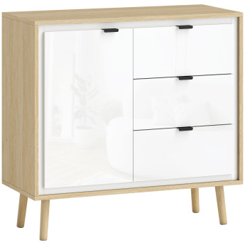 Buffet design nordique LEIRA blanc laqué et bois clair