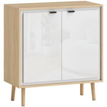 Buffet style nordique 2 portes LISBOA blanc laqué et bois clair