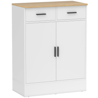 Buffet 2 portes LOURES blanc et aspect bois clair