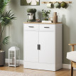 Buffet 2 portes LOURES blanc et aspect bois clair