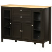 Buffet classique chic multi-rangement LOUROSA noir et aspect bois clair
