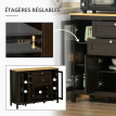Buffet classique chic multi-rangement LOUROSA noir et aspect bois clair