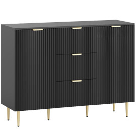 Buffet design cannelé avec tiroirs MACEDO noir