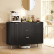 Buffet design cannelé avec tiroirs MACEDO noir