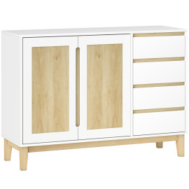 Buffet style nordique avec tiroirs MAIA blanc et aspect chêne
