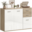 Buffet contemporain MARINHA blanc laqué et aspect bois naturel