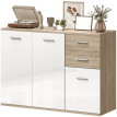 Buffet contemporain MARINHA blanc laqué et aspect bois naturel