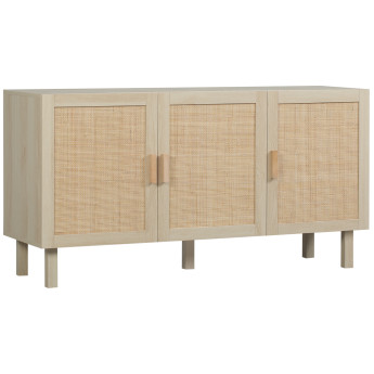 Buffet bohème 3 portes avec cannage THATOS aspect bois clair
