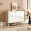 Buffet style nordique 3 portes MELADA blanc laqué et aspect bois clair