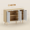 Buffet style nordique 3 portes MELADA blanc laqué et aspect bois clair