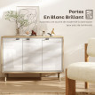 Buffet style nordique 3 portes MELADA blanc laqué et aspect bois clair