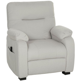 200 Fauteuil avec port USB et repose-pieds INAAR velours blanc cassé