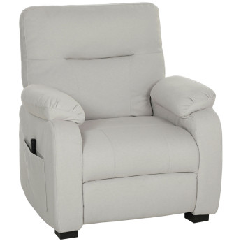 200 Fauteuil avec port USB et repose-pieds INAAR velours blanc cassé