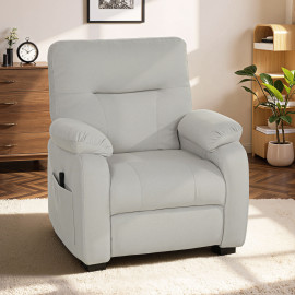 200 Fauteuil avec port USB et repose-pieds INAAR velours blanc cassé