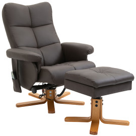 Fauteuil de massage inclinable IRUK chocolat et bois&nbsp;