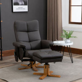 Fauteuil de massage inclinable IRUK chocolat et bois&nbsp;
