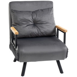 Fauteuil convertible 3-en-1 RASAK velours anthracite