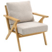 Fauteuil lounge nordique QORTOQ bois d’hévéa et tissu beige