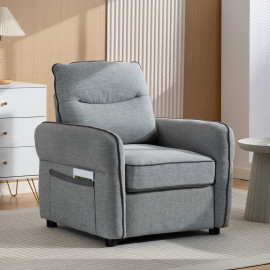 Fauteuil moderne AASIAAT aspect velours gris