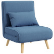 Fauteuil convertible scandinave KULUS bois et tissu bleu