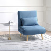 Fauteuil convertible scandinave KULUS bois et tissu bleu