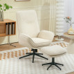 Fauteuil relax SONDRE avec repose-pieds, velours côtelé beige
