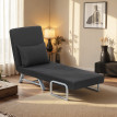 Fauteuil chauffeuse NAVIK convertible inclinable en tissu lin noir