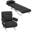 Fauteuil chauffeuse NAVIK convertible inclinable en tissu lin noir