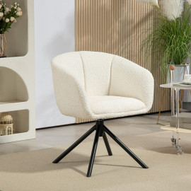 Chaise pivotante MANIIT effet laine bouclée crème