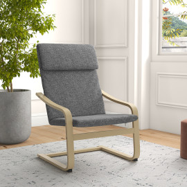 Fauteuil de salon UUMMAN aspect lin gris