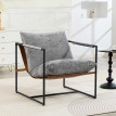 Fauteuil lounge NARSAQ velours gris clair et noir