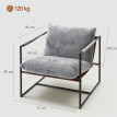 Fauteuil lounge NARSAQ velours gris clair et noir