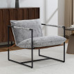 Fauteuil lounge NARSAQ velours gris clair et noir